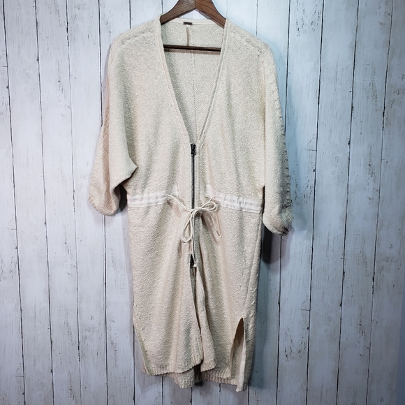 Free People Soul Sister Cotton Zip Long Cardigan S - Picture 3 of 8